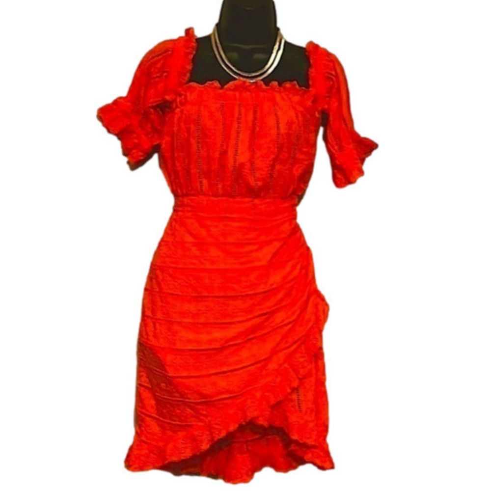 Venus Orange Off Shoulder Eyelet Dress Size 10 NWOT